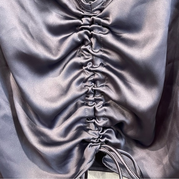 SOJURN purple gray sun h tie front long sleeve satin like crop top size small - Picture 3 of 7